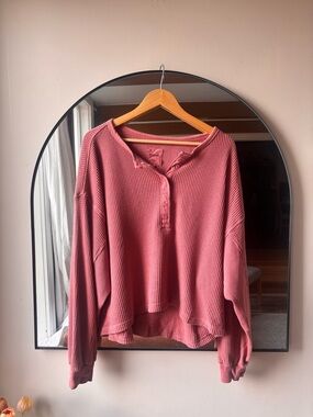 AERIE WAFFLE KNIT HENLEY | size xl